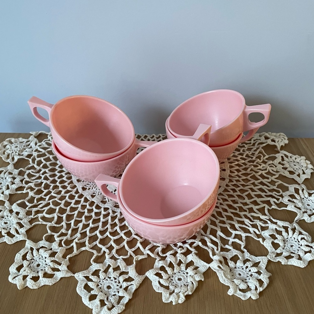 Vintage MCM Melmac Melamine Coffee Tea Cups Set of 6